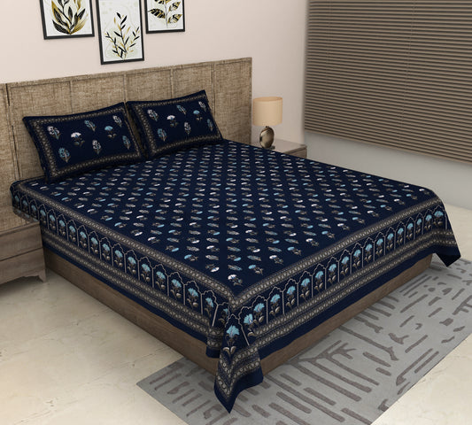 Heavenbirds 300 TC Premium Cotton Bedsheet with 2 Pillow Covers | Ultra Soft & Color Fade Resistant