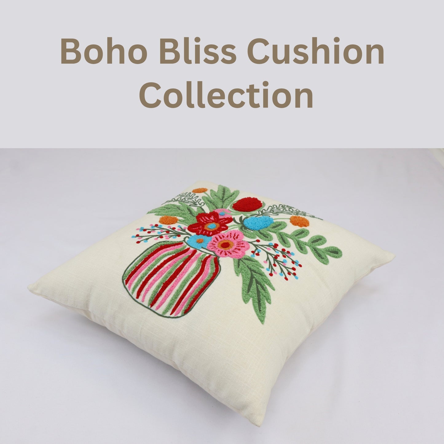 Premium Cushion Cover  | Handmade with Intricate Embroidered Cushion Cover with Hidden Zipper