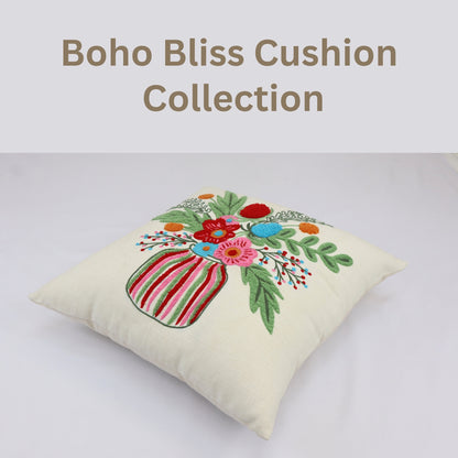 Premium Cushion Cover  | Handmade with Intricate Embroidered Cushion Cover with Hidden Zipper