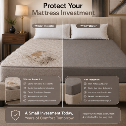 HeavenBirds Waterproof Mattress Protector | King Size 78"x72" | Grey| Cotton Terry | Machine Washable