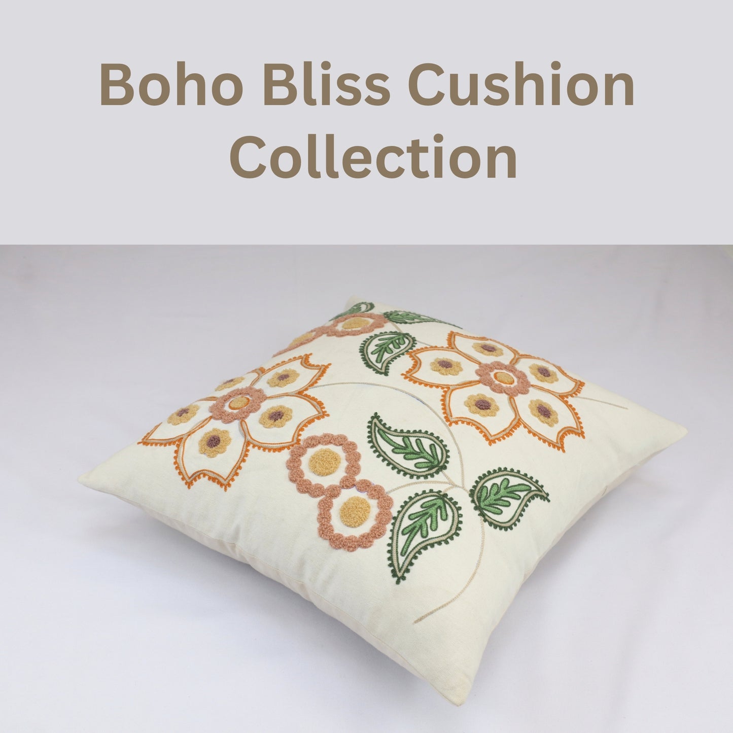 Premium Cushion Cover  | Handmade with Intricate Embroidered Cushion Cover with Hidden Zipper