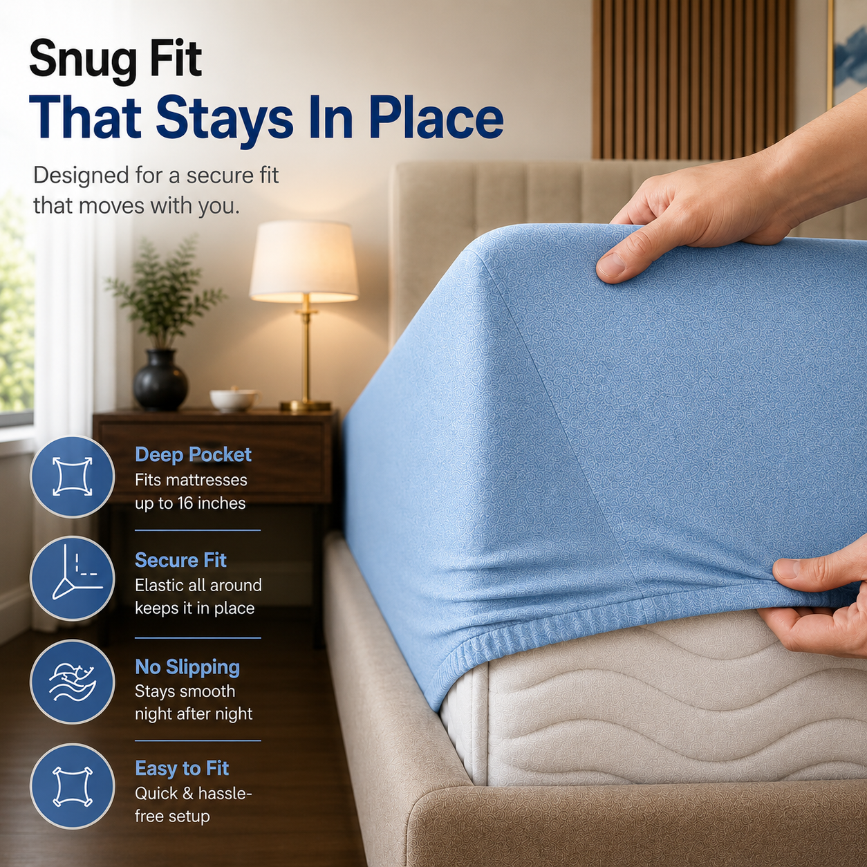 HeavenBirds Waterproof Mattress Protector | King Size 78"x72" | Sky Blue | Cotton Terry | Machine Washable