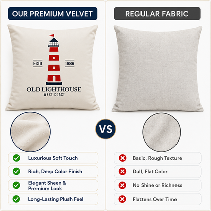 Set of 4 Coastal Nautical Throw Pillow Covers | Atlantic Ocean Sailboat, Compass, Lighthouse & Anchor Cushion Covers 18x18 Inch