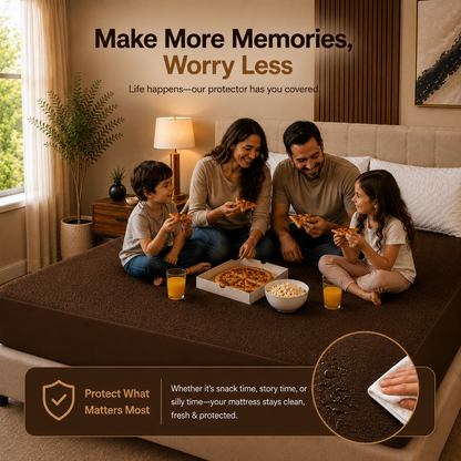 HeavenBirds Waterproof Mattress Protector | King Size 78"x72" | Brown | Cotton Terry | Machine Washable