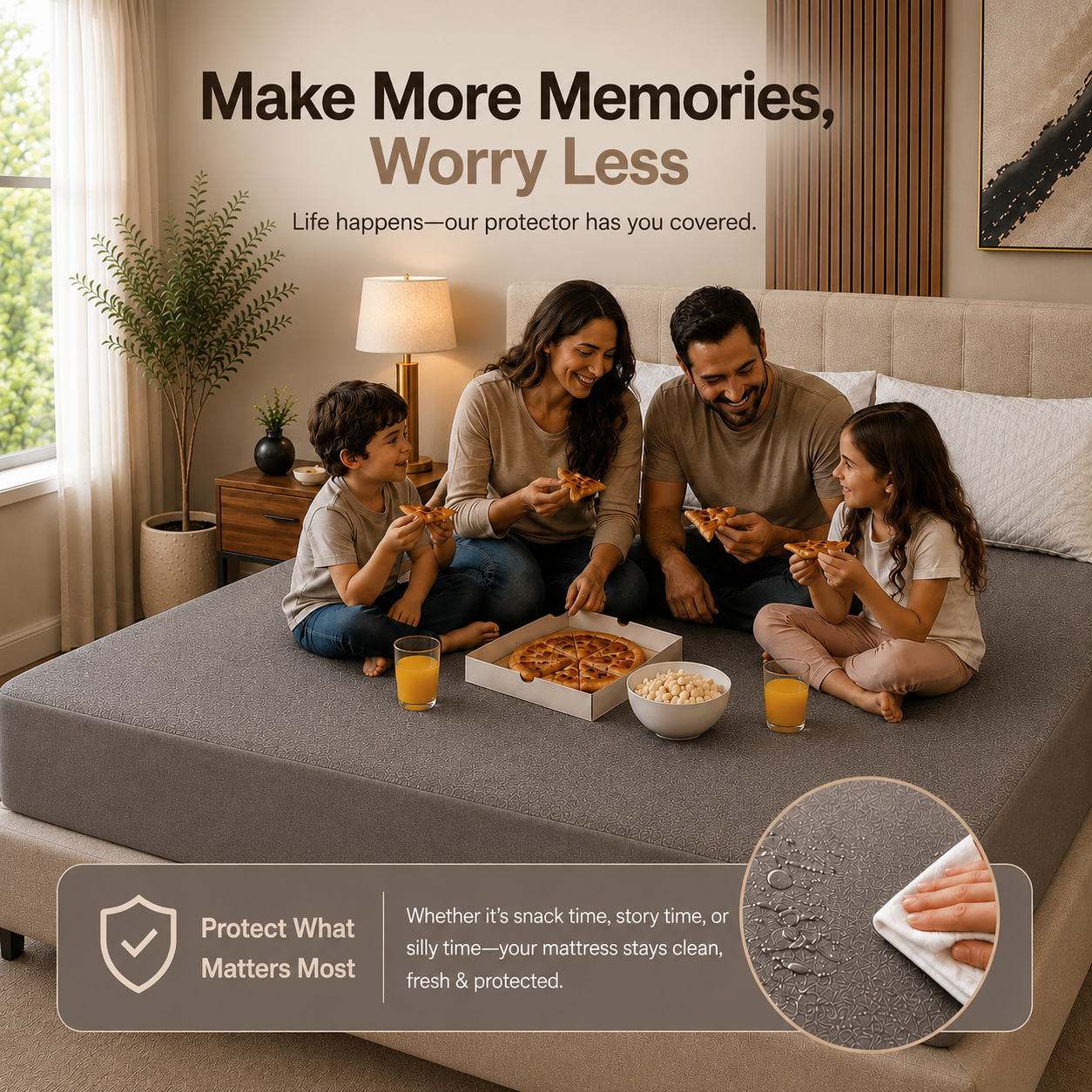 HeavenBirds Waterproof Mattress Protector | King Size 78"x72" | Grey| Cotton Terry | Machine Washable