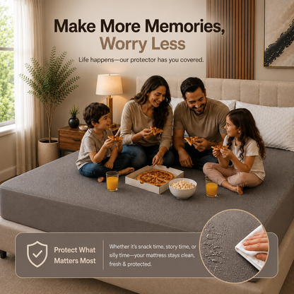 HeavenBirds Waterproof Mattress Protector | King Size 78"x72" | Grey| Cotton Terry | Machine Washable