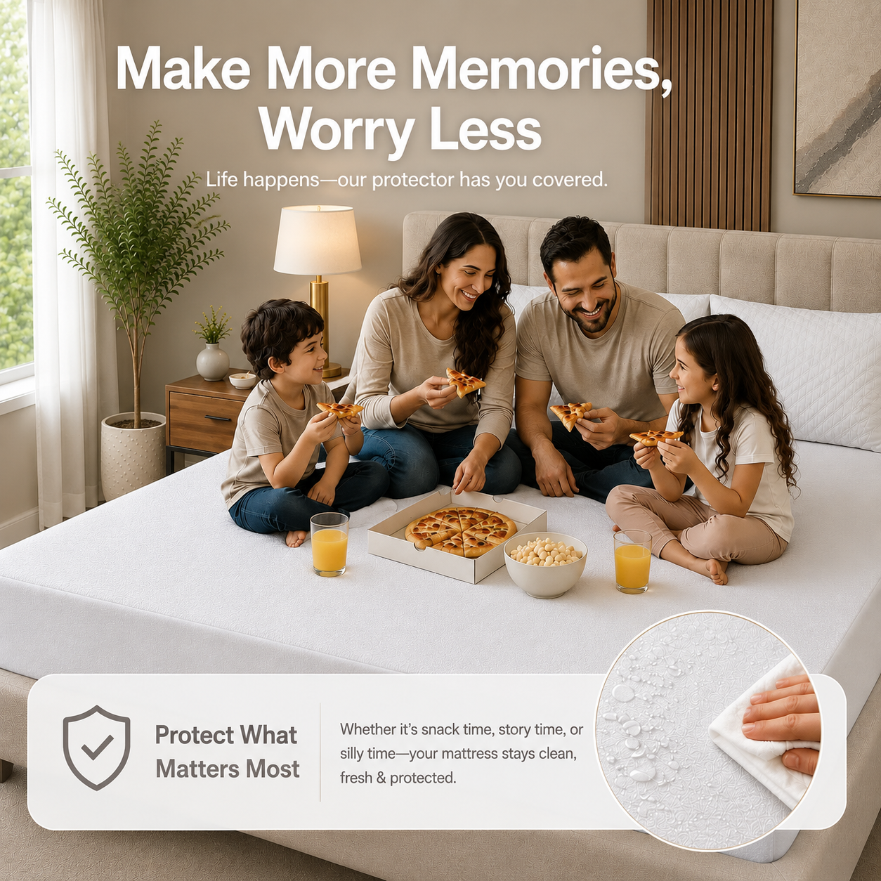 HeavenBirds Waterproof Mattress Protector | King Size 78"x72" | White | Cotton Terry | Machine Washable