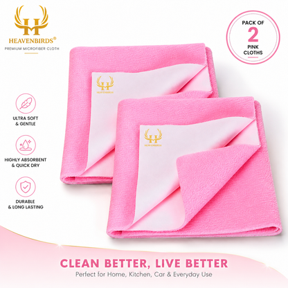 Heavenbirds Waterproof Baby Dry Sheets | Soft Fleece Mattress Protector | 50×70 / 70×100 / 100×140 cm | Pink- Pack of 2