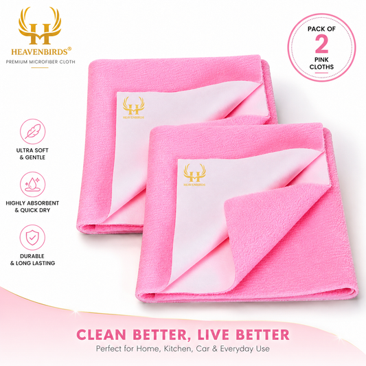 Heavenbirds Waterproof Baby Dry Sheets | Soft Fleece Mattress Protector | 50×70 / 70×100 / 100×140 cm | Pink- Pack of 2