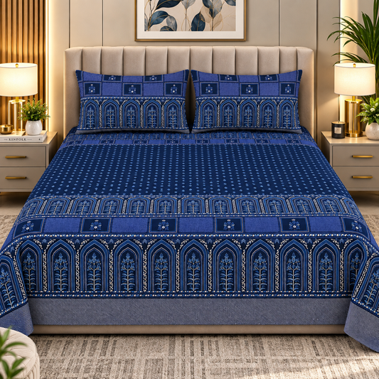 Heavenbirds 300 TC Premium Cotton Bedsheet with 2 Pillow Covers | Ultra Soft & Color Fade Resistant