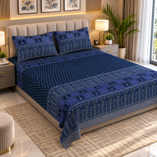 Heavenbirds 300 TC Premium Cotton Bedsheet with 2 Pillow Covers | Ultra Soft & Color Fade Resistant