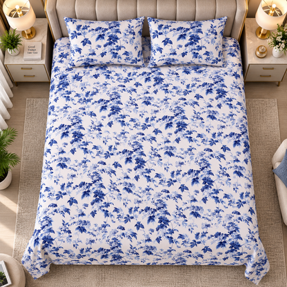 Heavenbirds 300 TC Premium Cotton Bedsheet with 2 Pillow Covers | Ultra Soft & Color Fade Resistant