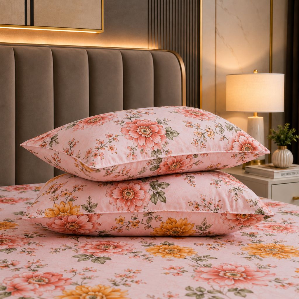 Rose Charm Feels like Glace Cotton Bedsheet – King Size, Multicolor Moroccan Print, Fitted Bedsheet (1B + 2P)