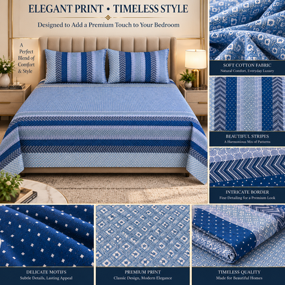 Heavenbirds Premium 300 TC Cotton Bedsheet with 2 Pillow Covers | Ultra Soft & Breathable | 100% Color Fade Guarantee | King Size Double Bedsheet for Everyday Luxury