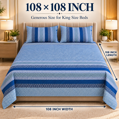 Heavenbirds 300 TC Premium Cotton Bedsheet with 2 Pillow Covers | Ultra Soft & Color Fade Resistant