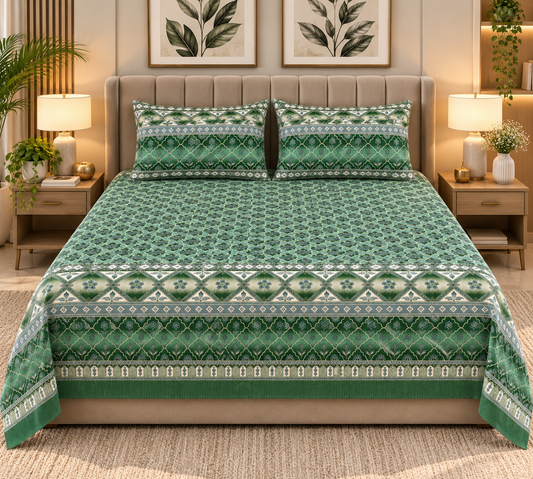 Heavenbirds 300 TC Premium Cotton Bedsheet with 2 Pillow Covers | Ultra Soft & Color Fade Resistant