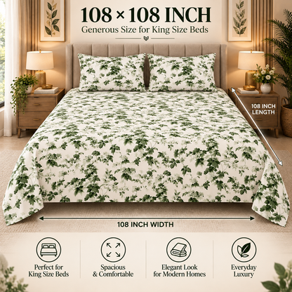 Heavenbirds 300 TC Premium Cotton Bedsheet with 2 Pillow Covers | Ultra Soft & Color Fade Resistant