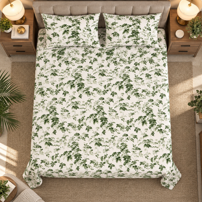 Heavenbirds 300 TC Premium Cotton Bedsheet with 2 Pillow Covers | Ultra Soft & Color Fade Resistant