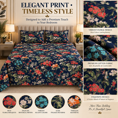 Heavenbirds 300 TC Premium Cotton Bedsheet with 2 Pillow Covers | Ultra Soft & Color Fade Resistant