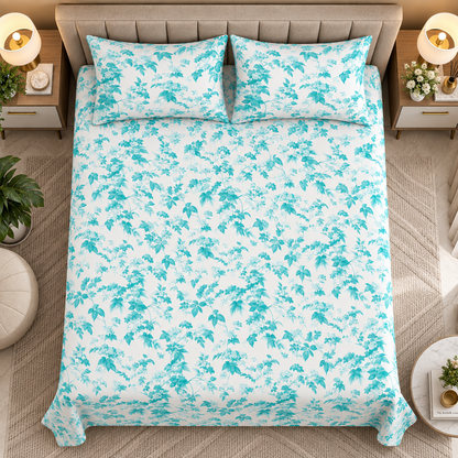 Heavenbirds 300 TC Premium Cotton Bedsheet with 2 Pillow Covers | Ultra Soft & Color Fade Resistant